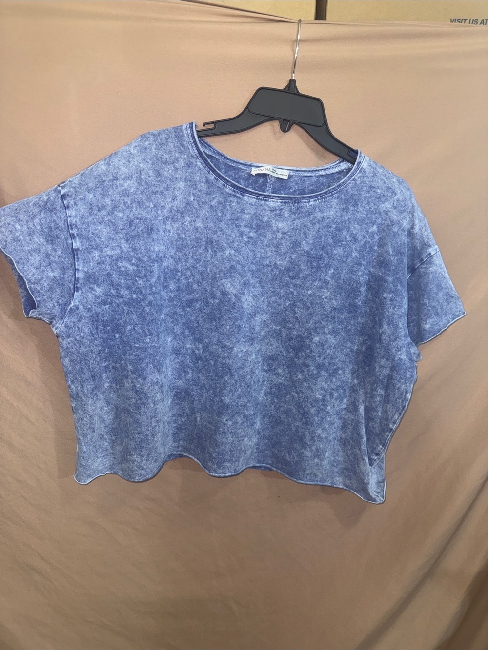 NWOT Oversized Zenana Outfitters Blue Washed Boxy Crop Top S/M